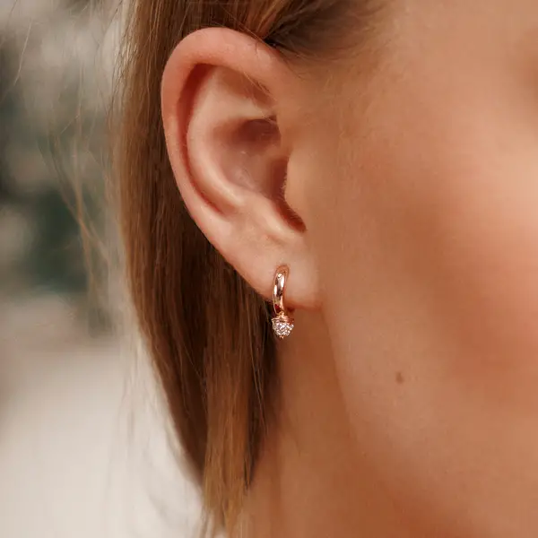 Leaf Jewelry Mini Creole Single Stud, 18 K Gelbgold vergoldet Im Verkauf