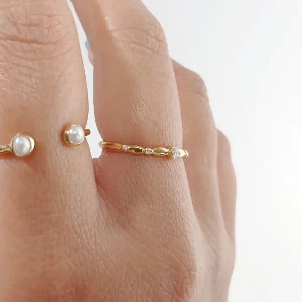 Leaf Jewelry Silber Ring mit Zirkonia, Gelbgold, Gr.52 50% Rabatt für begrenzte Zeit