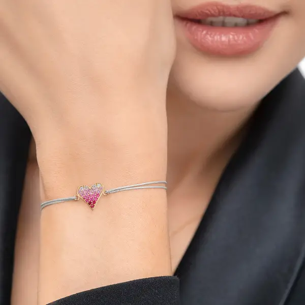 Leaf Jewelry Glücksarmband Pink Valentine, 18 K Gelbgold vergoldet, Fuchsia 2025