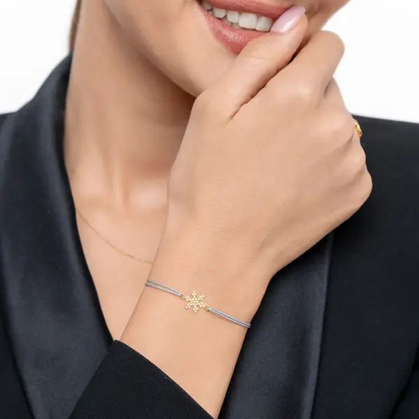 Leaf Jewelry Glücksarmband Snowflake, 18 K Gelbgold vergoldet, Beige Fabrikpreis