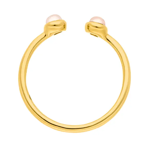 Leaf Jewelry Silber Open Ring, Rosenquarz, Gelbgold Großer Ausverkauf