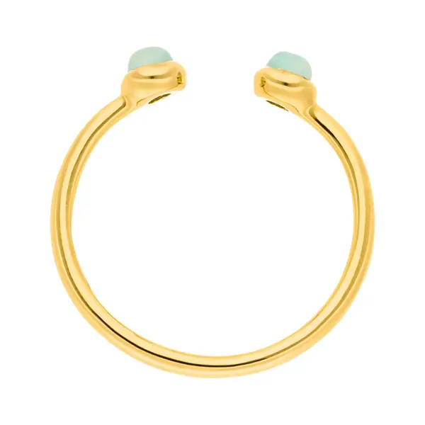 Leaf Jewelry Silber Open Ring, Amazonit, Gelbgold Kauf eins, bekomm eins gratis