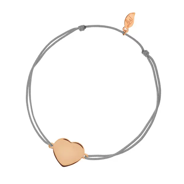 Leaf Jewelry Glücksbändchen Heart-Disc, matt, Roségold vergoldet, grau Nur für heute