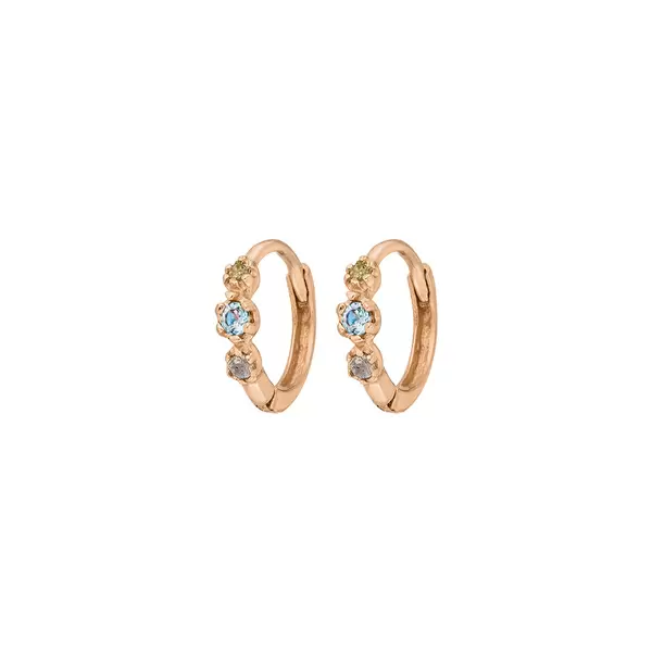 Leaf Jewelry Creole Three Gems, Blauer Topas, 18 K Rosegold vergoldet Sonderangebot der Fabrik