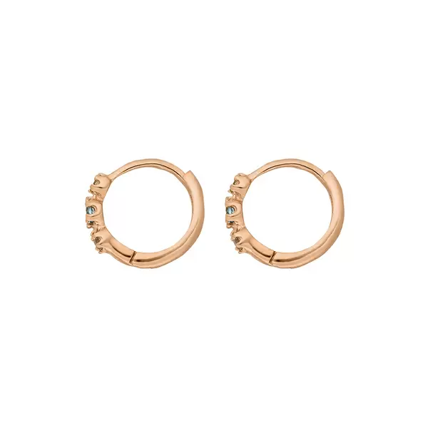 Leaf Jewelry Creole Three Gems, Blauer Topas, 18 K Rosegold vergoldet Sonderangebot der Fabrik