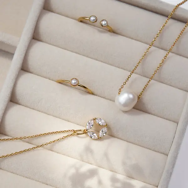 Leaf Jewelry Halskette Perlen Tropfen, 18 K Rosegold vergoldet Bis zu 55% Rabatt
