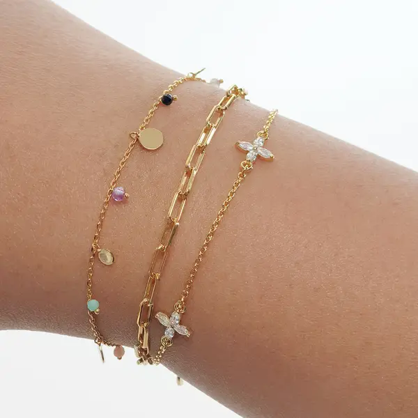Leaf Jewelry Armkette Leaf Flower Charms, 18 K Gelbgold vergoldet Nur noch ein Tag übrig