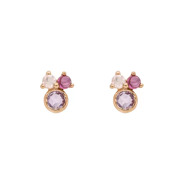 Leaf Jewelry Ohrstecker Three Gems, Amethyst, 18 K Rosegold vergoldet Speichern exportieren