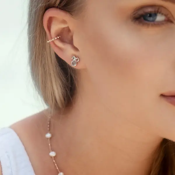 Leaf Jewelry Ohrstecker Three Gems, Amethyst, 18 K Rosegold vergoldet Speichern exportieren