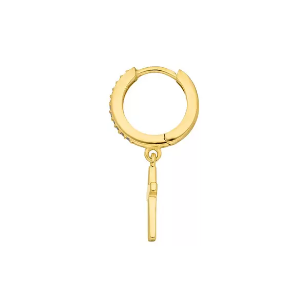 Leaf Jewelry Single Creole CROSS/Zirkonia, 18 K Gelbgold vergoldet Rabatte dieses Monats