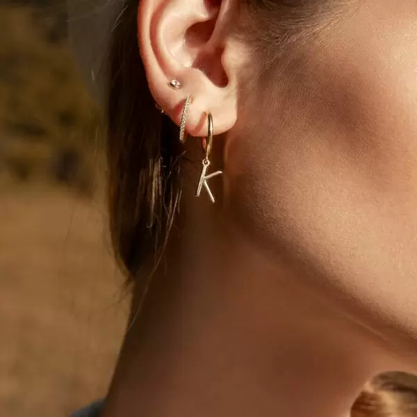 Leaf Jewelry Buchstaben Creole, 18 K Rosegold vergoldet, B Schlussverkauf