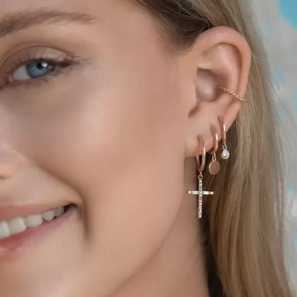 Leaf Jewelry Ear Mix, 5-er Set, 18 K Rosegold vergoldet Fabrikverkauf