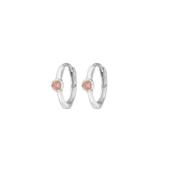 Leaf Jewelry Creole One Gem, Rosenquarz, 925 Sterlingsilber Blitzverkäufe