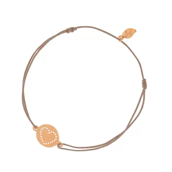 Leaf Jewelry Glücksbändchen Disc HEART, Roségold vergoldet, beige Fabrikpreis