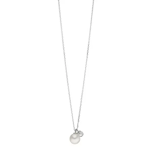 Leaf Jewelry Halskette Two Drop, 925 Sterlingsilber, Perle/Bergkristall Osterangebot
