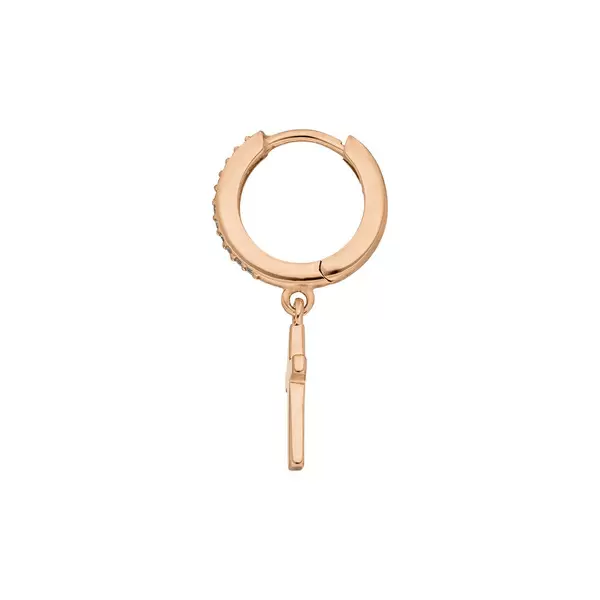 Leaf Jewelry Single Creole CROSS/Zirkonia, 18 K Rosegold vergoldet Valentinstagsangebot
