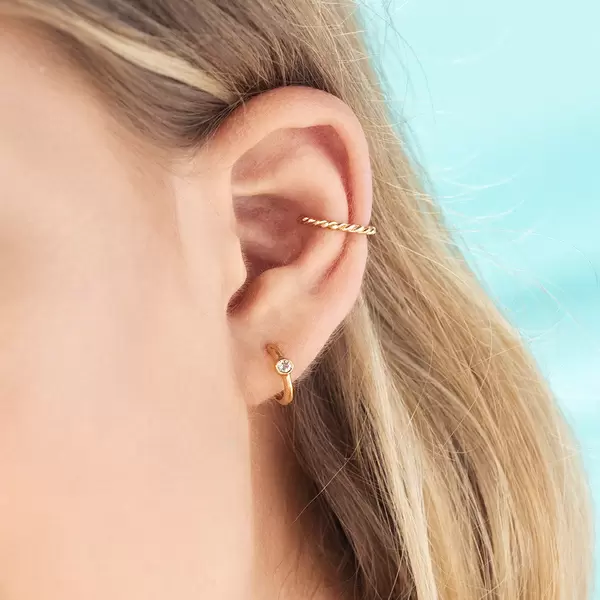 Leaf Jewelry Creole One Gem, Amethyst, 18 K Gelbgold vergoldet Heißer Verkauf