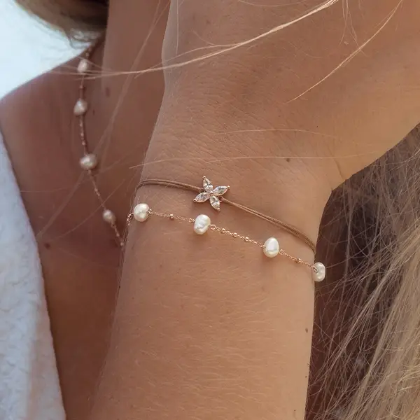 Leaf Jewelry Armkette Perle, 18 K Gelbgold vergoldet Online Outlet