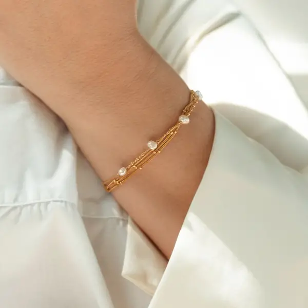 Leaf Jewelry Armkette Perle, 18 K Gelbgold vergoldet Online Outlet