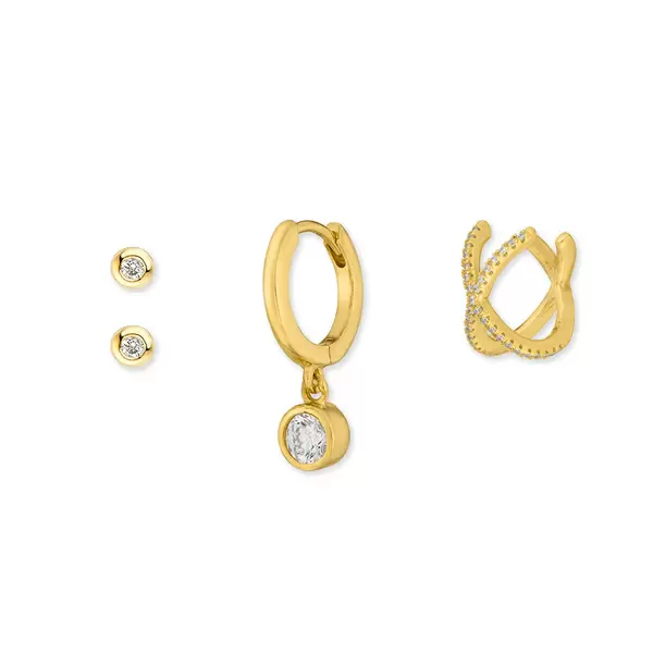 Leaf Jewelry Ear Mix, 4-er Set, 18 K Gelbgold vergoldet Große Rabatte