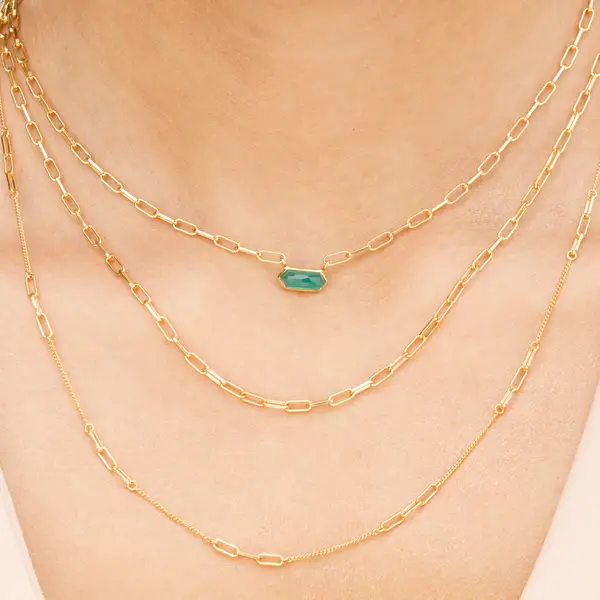 Leaf Jewelry Silber Halskette, CUBE, Grüner Achat, Rosegold Saisonale Angebote