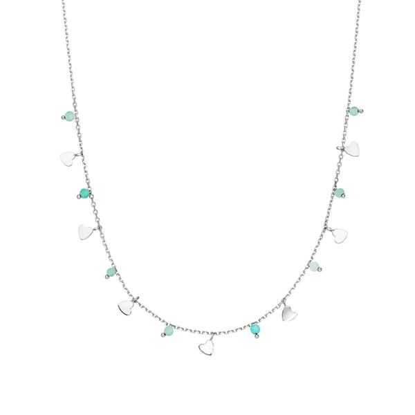 Leaf Jewelry Halskette Hearts Amazonit, 925 Sterlingsilber VIP-Rabatte