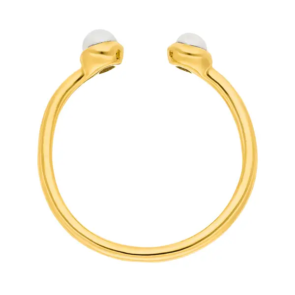Leaf Jewelry Silber Open Ring, Perle, Gelbgold Tiefpreis