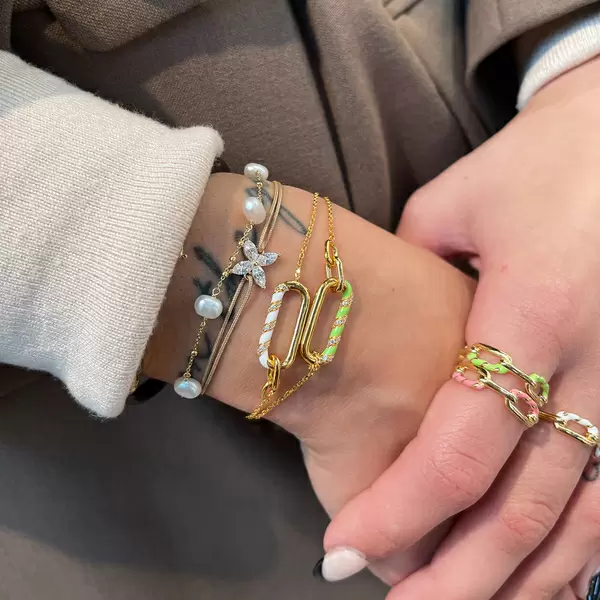 Leaf Jewelry Silber Armkette, Gelbgold, Neon Twist Neueste Stile
