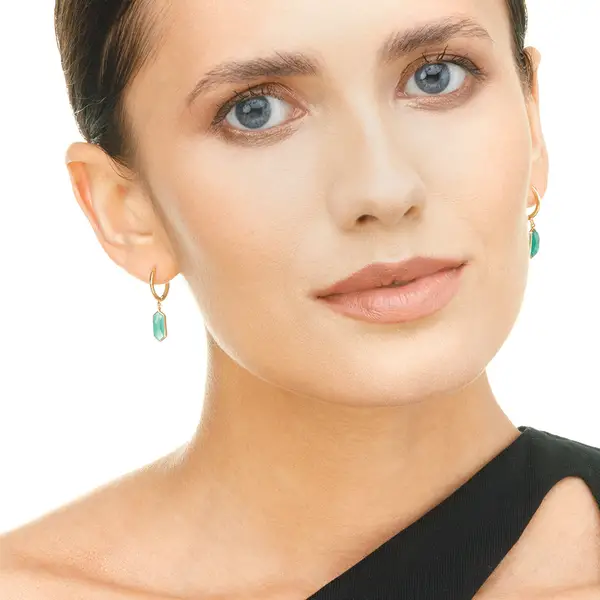 Leaf Jewelry Silber Creole, CUBE, Grüner Achat, Rosegold Nur für heute