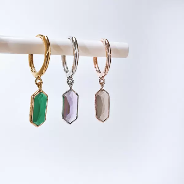 Leaf Jewelry Silber Creole, CUBE, Grüner Achat, Rosegold Nur für heute