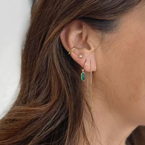 Leaf Jewelry Silber Creole, CUBE, Grüner Achat, Rosegold Nur für heute