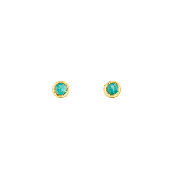 Leaf Jewelry Ohrstecker Pure Amazonit, 3mm, 18 K Gelbgold vergoldet Nur noch ein Tag übrig