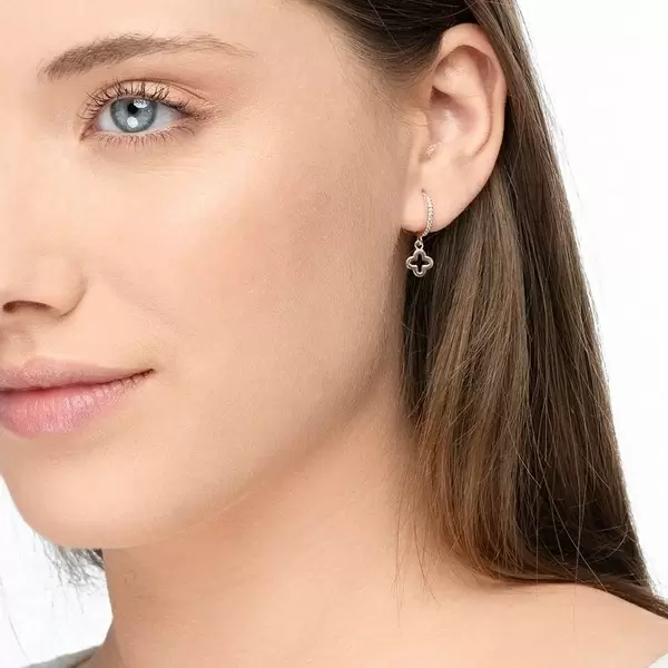 Leaf Jewelry Single Creole CLOVER/Zirkonia, 18 K Rosegold vergoldet Begrenzt auf 3 Tage