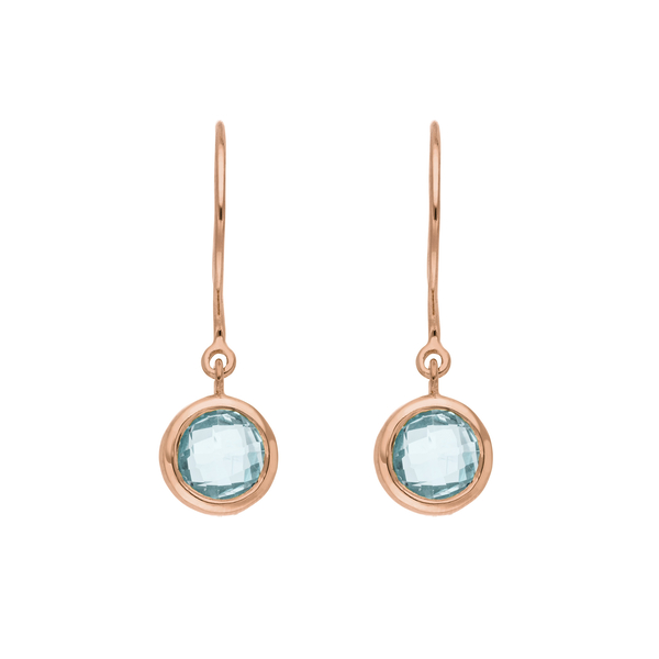 Leaf Jewelry Ohrhänger Solitär, Blauer Topaz, 18 K Rosegold vergoldet Black Friday Preise