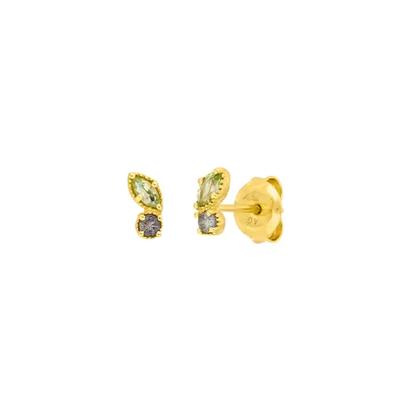 Leaf Jewelry Ohrstecker Two Gems, Peridot, 18 K Gelbgold vergoldet Im Verkauf