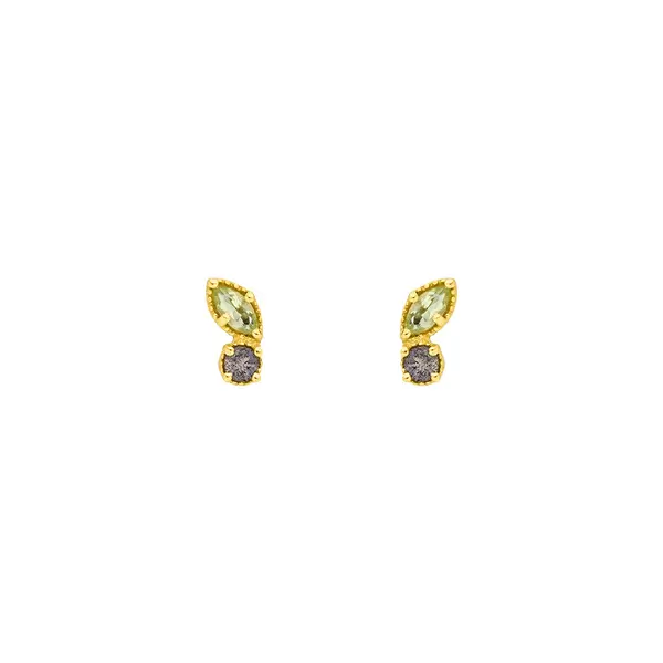 Leaf Jewelry Ohrstecker Two Gems, Peridot, 18 K Gelbgold vergoldet Im Verkauf