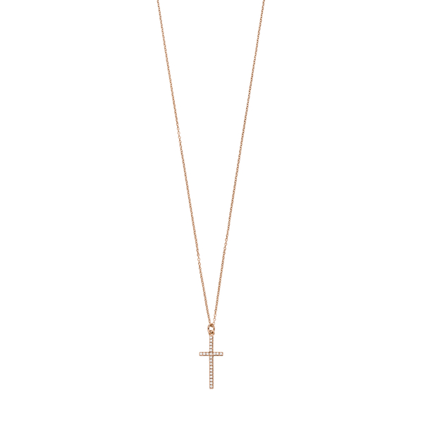 Leaf Jewelry Halskette Kreuz mit Zirkonia, 18 K Rosegold vergoldet Online