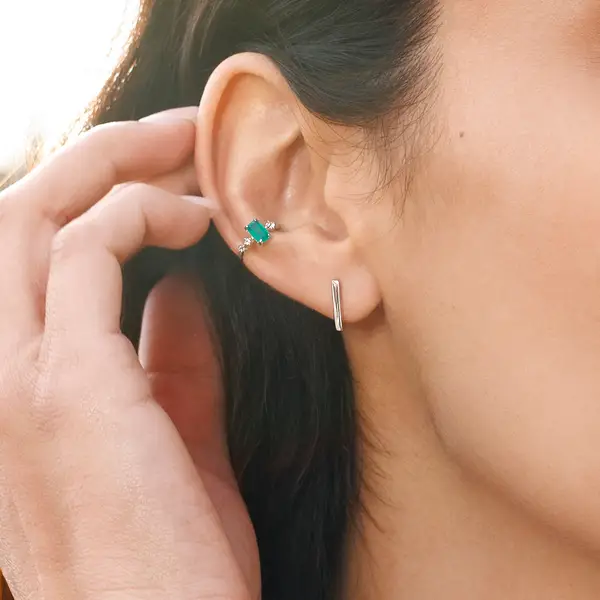 Leaf Jewelry Silber Earcuff Gorgeous Gems, Grüner Achat Verkauf