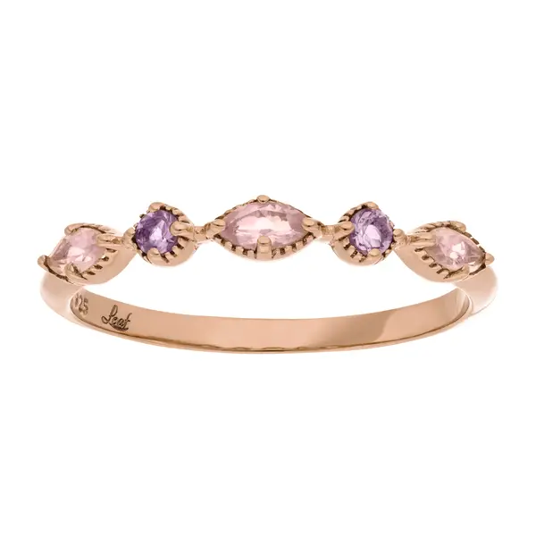 Leaf Jewelry Silber Ring, Oval Gems, Rosenquarz, Rosegold Schlussverkauf