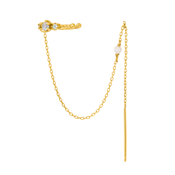 Leaf Jewelry Earcandy, Mondstein/Blauer Topaz, 18 K Gelbgold vergoldet Günstiger Verkauf