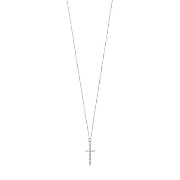 Leaf Jewelry Halskette Kreuz mit Zirkonia, 925 Sterlingsilber Kostenloser Versand