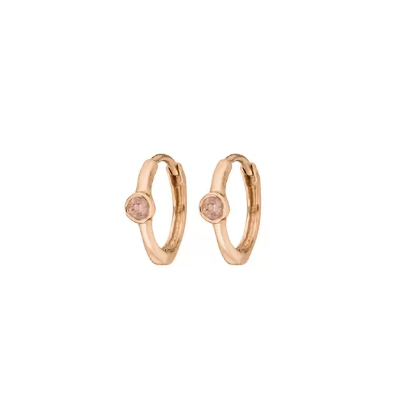 Leaf Jewelry Creole One Gem, Rosenquarz, 18 K Rosegold vergoldet Sonderangebot