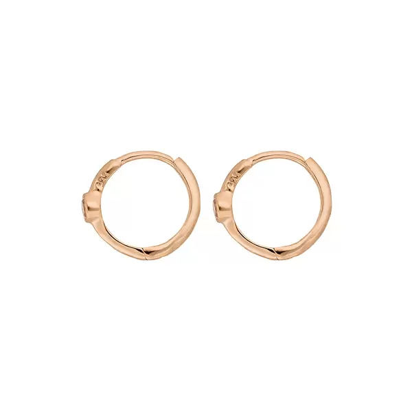 Leaf Jewelry Creole One Gem, Rosenquarz, 18 K Rosegold vergoldet Sonderangebot