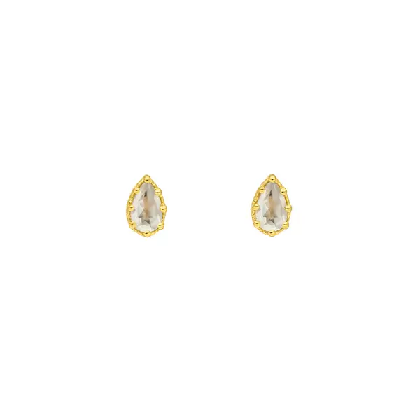 Leaf Jewelry Ohrstecker Drop, Prehnit, 18 K Gelbgold vergoldet Günstig kaufen