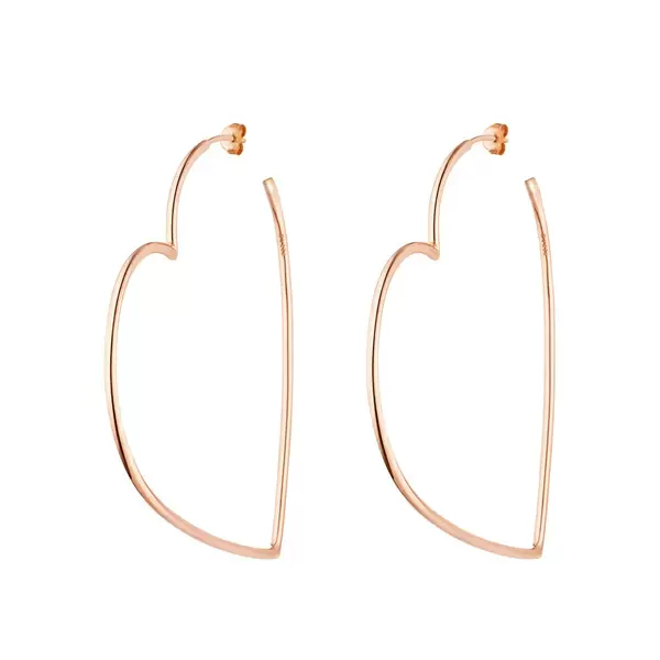 Leaf Jewelry Creole Herz, 60mm, 18K Rosegold vergoldet Großer Ausverkauf