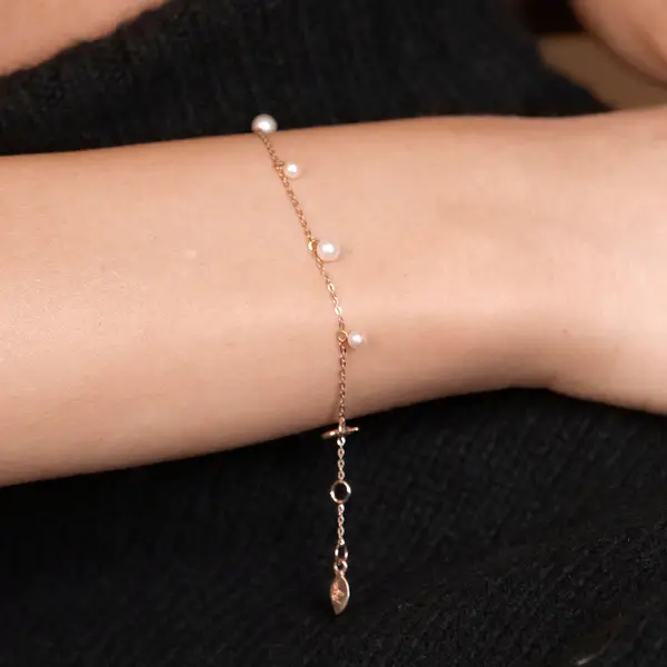 Leaf Jewelry Armkette Rain Drop, 18 K Roségold vergoldet, Perle Exklusivangebot