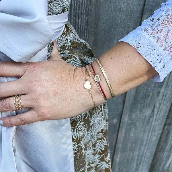 Leaf Jewelry Glücksarmbändchen Herz Zirkonia, Gelbgold vergoldet, Grau Saisonschlussverkauf