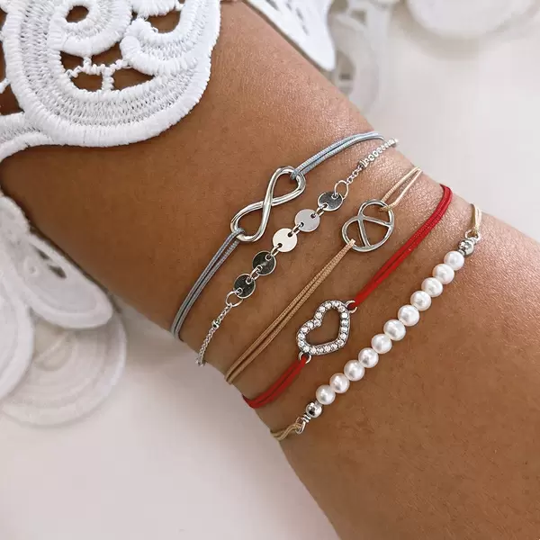 Leaf Jewelry Glücksarmbändchen Herz Zirkonia, Gelbgold vergoldet, Grau Saisonschlussverkauf