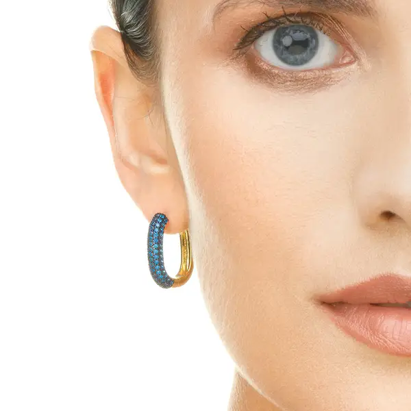 Leaf Jewelry Silber Creole, PAVE Blau, Gelbgold Weihnachtsangebot