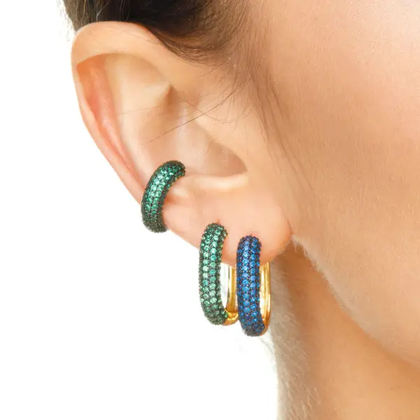 Leaf Jewelry Silber Creole, PAVE Blau, Gelbgold Weihnachtsangebot